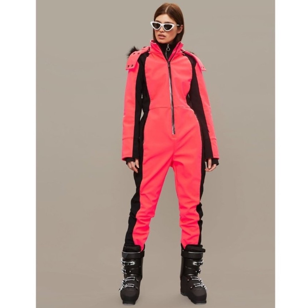 Topshop Sno Ski Suit Jumpsuit Hooded Fur US 4 NWT